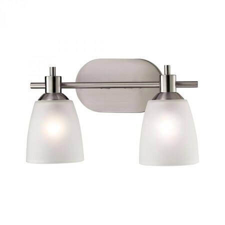 Thomas Jackson 2-Light Bath Bar in Brushed Nickel with White Glass 1302BB/20